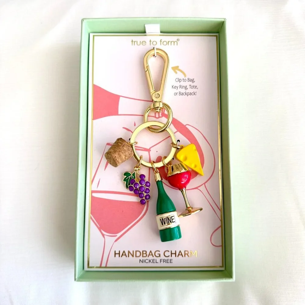 True to Form Wine & Cheese Key Chain / Bag Charm